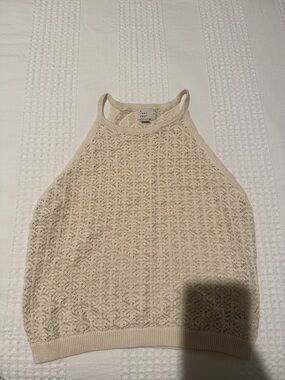 a new day Cream Crochet Halter Tank